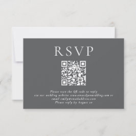 Minimalistische Typografie QR Code Trouwgrijs RSVP Kaartje