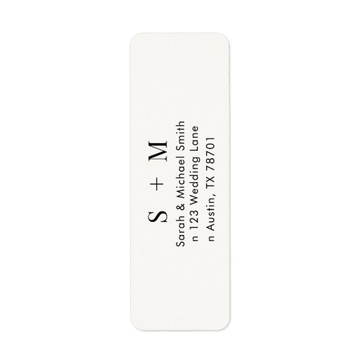 Minimalistische typografie retouradres sticker (Voorkant)