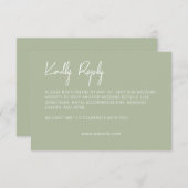 Minimalistische typografie Sage Green RSVP Kaartje (Voorkant / Achterkant)