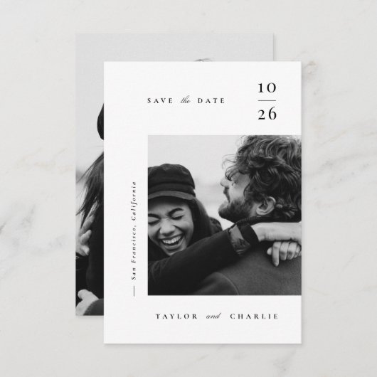 Minimalistische typografie save the date (Voorkant / Achterkant)