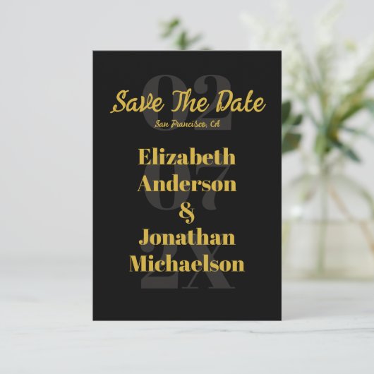 Minimalistische typografie save the date (Staand voorkant)