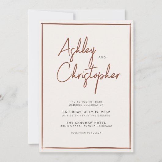 Minimalistische typografie Script All-in-One Weddi Kaart (Voorkant)