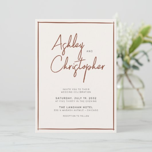 Minimalistische typografie Script All-in-One Weddi Kaart (Staand voorkant)