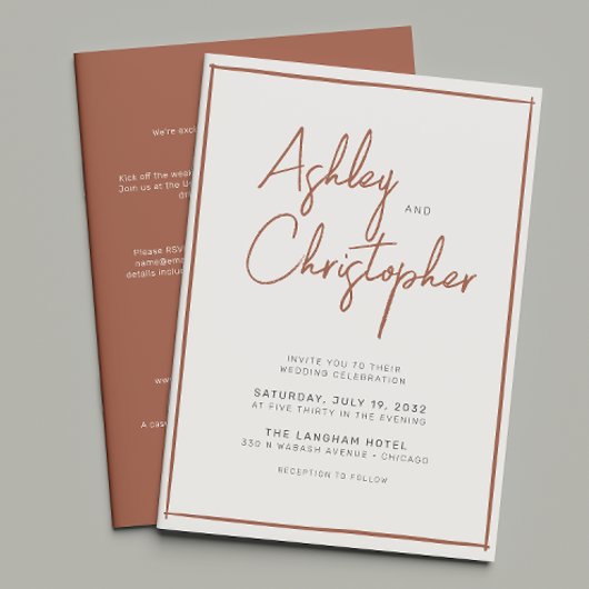 Minimalistische typografie Script All-in-One Weddi Kaart