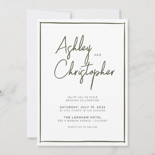 Minimalistische typografie Script All-in-One Weddi Kaart (Voorkant)