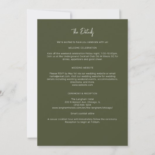 Minimalistische typografie Script All-in-One Weddi Kaart (Achterkant)