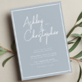 Minimalistische typografie Script Bord Blue Weddin Kaart
