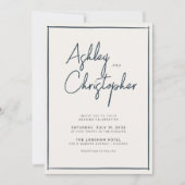 Minimalistische typografie Script Indigo Blue Wedd Kaart (Voorkant)