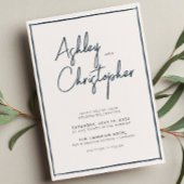 Minimalistische typografie Script Indigo Blue Wedd Kaart