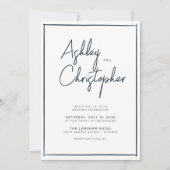Minimalistische typografie Script Indigo Blue Wedd Kaart (Voorkant)