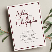 Minimalistische typografie Script Maroon Wedding Kaart