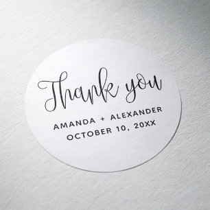 Minimalistische typografie script trouw dank je ronde sticker