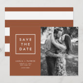 Minimalistische Typografie Terracotta Foto Save The Date (Voorkant / Achterkant)