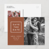 Minimalistische Typografie Terracotta Save the Dat Aankondigingskaart (Voorkant / Achterkant)