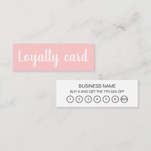 Minimalistische typografie trendy roze loyaliteits mini visitekaartje (Voorkant / Achterkant)