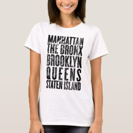 Minimalistische typografie van New York City Borou T-shirt