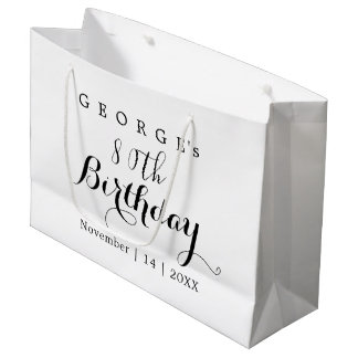 Minimalistische typografie verjaardagsfeest ontwer groot cadeauzakje