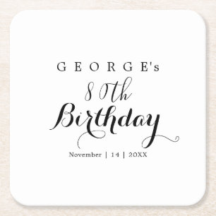 Minimalistische typografie verjaardagsfeest ontwer kartonnen onderzetters