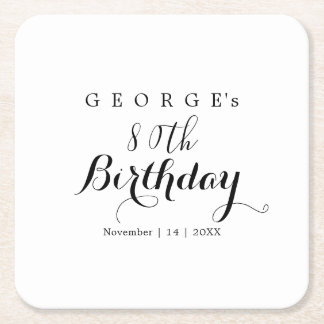Minimalistische typografie verjaardagsfeest ontwer kartonnen onderzetters
