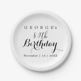 Minimalistische typografie verjaardagsfeest ontwer papieren bordje