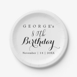 Minimalistische typografie verjaardagsfeest ontwer papieren bordje