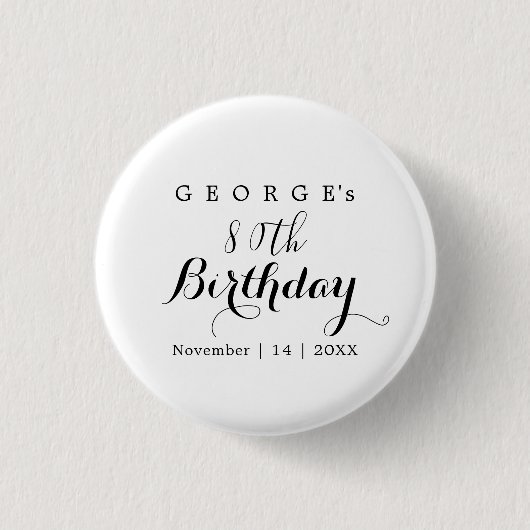 Minimalistische typografie verjaardagsfeest ontwer ronde button 3,2 cm (Voorkant)