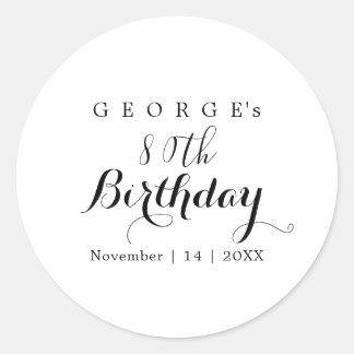 Minimalistische typografie verjaardagsfeest ontwer ronde sticker