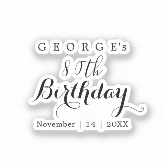 Minimalistische typografie verjaardagsfeest ontwer sticker (Voorkant)