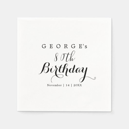 Minimalistische typografie Verjaardagsfeestontwerp Servet (Voorkant)