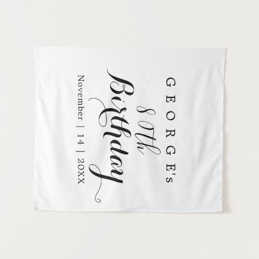 Minimalistische typografie Verjaardagsfeestontwerp Wandkleed (Voorkant (horizontaal))