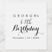 Minimalistische typografie Verjaardagsfeestontwerp Wijn Etiket (Enkel label)