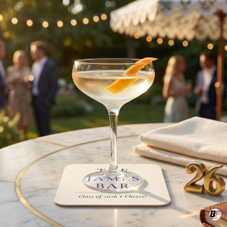 Minimalistische typografie voor eindexamenfeest in kartonnen onderzetters