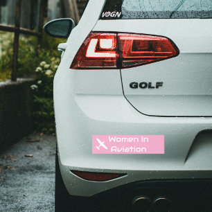 Minimalistische typografie 'Vrouwen in de luchtvaa Bumpersticker