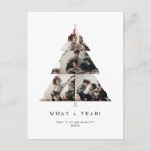 Minimalistische typografie Wat een jaar Kerstboom Feestdagenkaart (Voorkant)