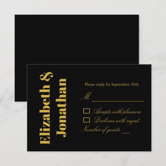 Minimalistische Typografie Wedding RSVP Kaartje (Voorkant / Achterkant)
