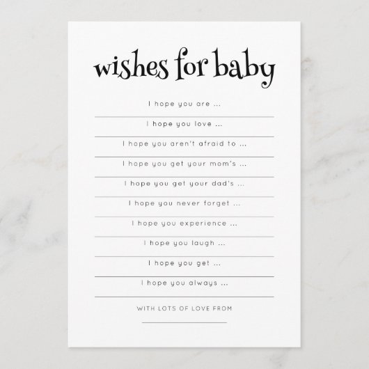 Minimalistische Typografie Wensen voor Baby shower Kaart (Voorkant)