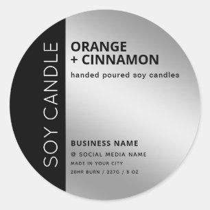 Minimalistische typografie zilveren zwarte soja ka ronde sticker