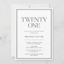 Minimalistische typografie Zwart & Wit 21e verjaar