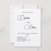 Minimalistische Typografie Zwart & wit bruiloft Kaart (Voorkant)