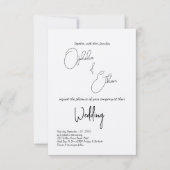 Minimalistische Typografie Zwart & wit bruiloft Kaart (Voorkant)