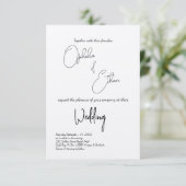 Minimalistische Typografie Zwart & wit bruiloft Kaart (Staand voorkant)