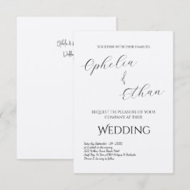 Minimalistische Typografie Zwart & wit bruiloft Kaart