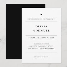 Minimalistische typografie Zwart-wit Hart Trouwfee