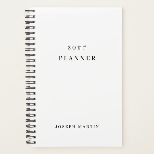 Minimalistische typografie zwart & wit planner (Voorkant)