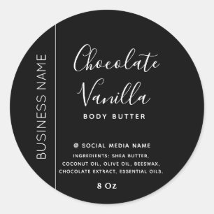 Minimalistische typografie zwart wit product ronde sticker