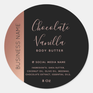 Minimalistische typografie zwarte roos gouden prod ronde sticker