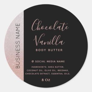 Minimalistische typografie zwarte roos gouden prod ronde sticker