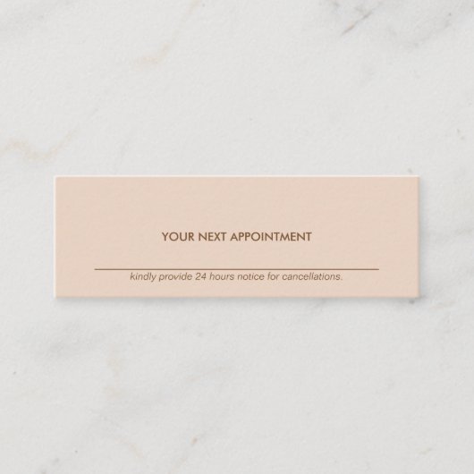 Minimalistische typografische peach mini Appointka Mini Visitekaartje (Voorkant)