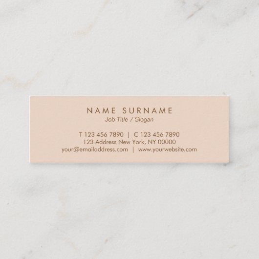 Minimalistische typografische peach mini Appointka Mini Visitekaartje (Achterkant)