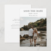Minimalistische typografische stijl | Strandfoto b Save The Date (Voorkant / Achterkant)